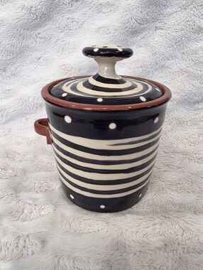 Fired Up Ceramics Eugene OR Spiral Sugar Canister W/Lid (MISSING ORIGINAL SPOON)